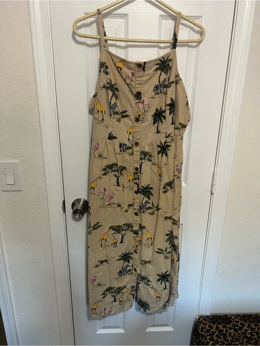 Old Navy Women's Beige Safari Print Dress